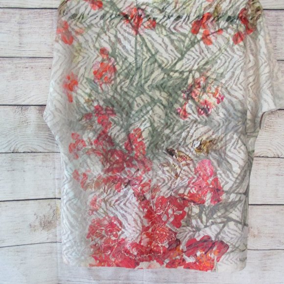Chico's Semi Sheer Floral Print Lace Blouse Top - Picture 9 of 10
